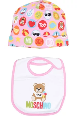 Moschino Logo-print beanie bib set