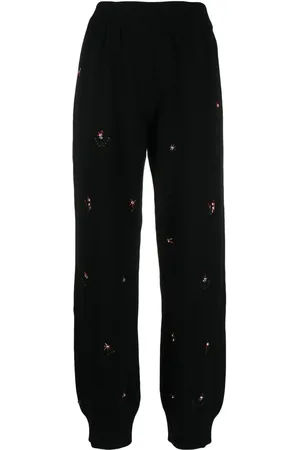 Barrie Pantalones de cachemira con bordado floral