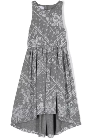 Brunello Cucinelli Vestido fruncido con estampado de bandana