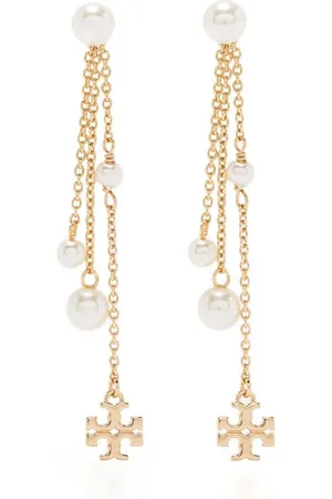 Tory Burch Arracadas con dije de perla