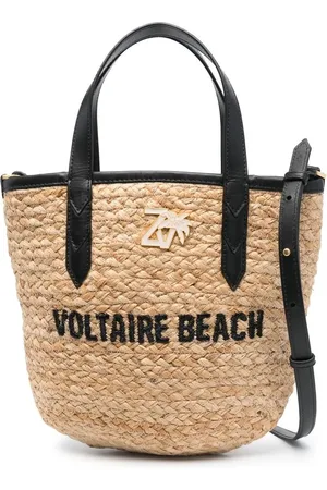 Zadig & Voltaire Bolsa de playa d rafia con logo bordado