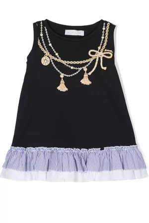 MONNALISA Vestido corto bordado con ribete de volantes