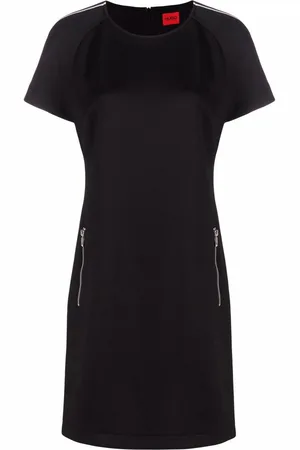 HUGO BOSS Vestido recto con ribete del logo
