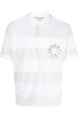 Thom Browne Playera tipo polo con rayas y bordado floral