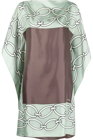 VALENTINO GARAVANI Vestido de seda con motivo Chain 1967 Foulard