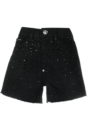 Philipp Plein Shorts de mezclilla con detalles de cristal