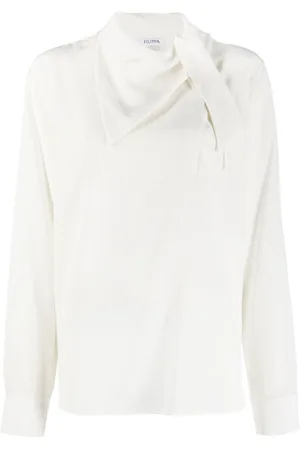 Filippa K Blusa de seda con detalle de mascada en el cuello