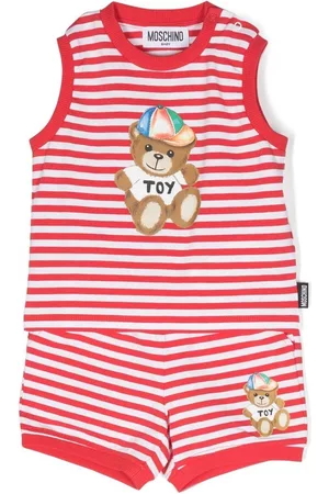 Moschino Teddy bear-motif striped set