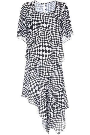 pushBUTTON Vestido asimétrico con estampado geométrico