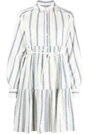 Woolrich Vestido midi manga larga con moño en la cintura