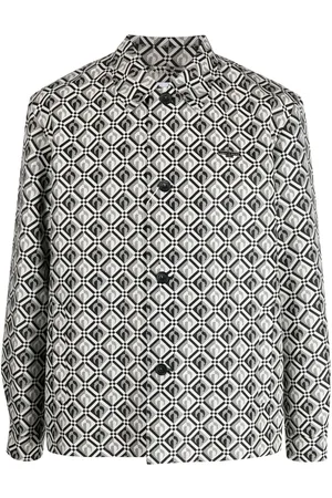 Marine Serre Camisa manga larga con motivo de rombos en jacquard