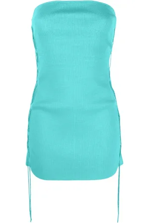 GIUSEPPE DI MORABITO Vestido corto strapless con detalle de cordones