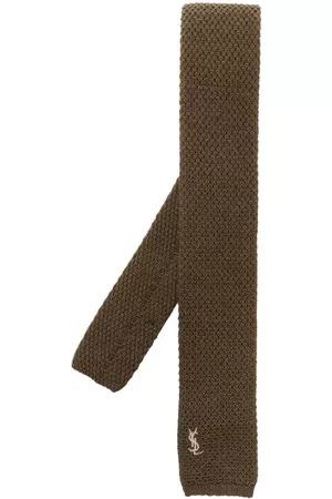 Yves Saint Laurent Corbata tejido con logo bordado 1980
