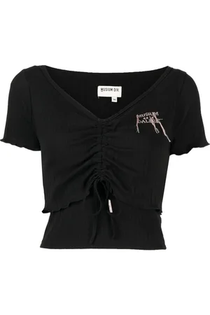 Musium Div. Camisa fruncida con logo bordado