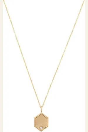 Lizzie Mandler Collar Hexagon en oro amarillo de 18kt con dije de diamantes
