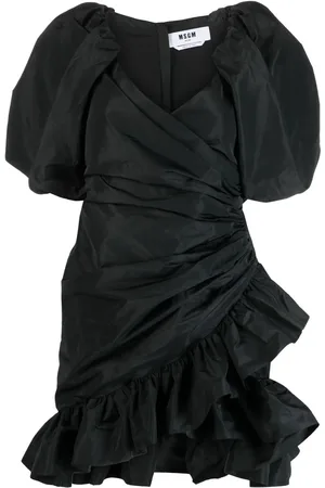 Msgm Vestido cruzado de manga farol