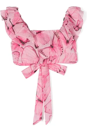 MISS BLUMARINE Blusa corta con mariposas estampadas