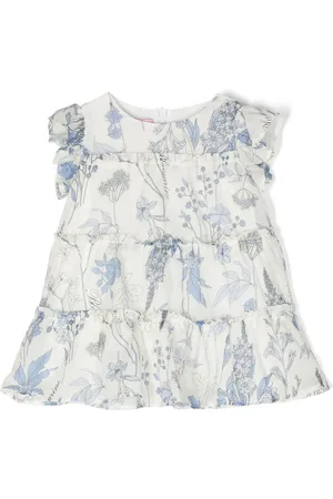 MISS BLUMARINE Vestido con volantes y estampado floral