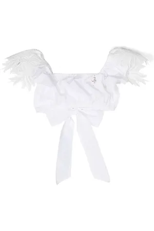 MISS BLUMARINE Top corto con mangas de ecaje