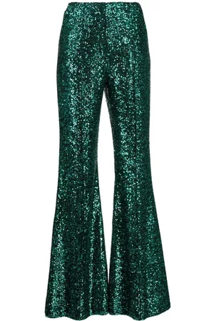 Elie saab Pantalones acampanados y bordados con lentejuelas