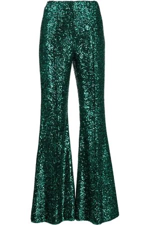 Elie saab Pantalones acampanados y bordados con lentejuelas