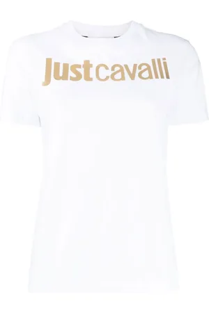 Roberto Cavalli Playera con logo metalizado