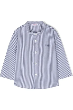 Il gufo Camisa con logo bordado y motivo de rayas