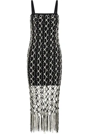 DION LEE Vestido midi de crochet a capas