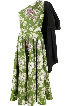 Erdem Vestido midi con diseño asimétrico y estampado floral