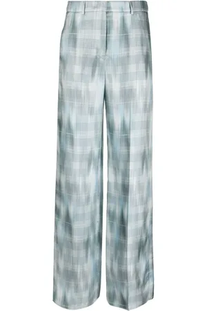 Giorgio Armani Pantalones de seda con estampado de cuadros príncipe de Gales
