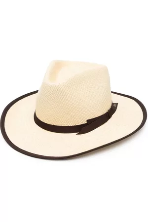 Borsalino Hombre Sombreros - Sombrero fedora de paja con detalle de cinta