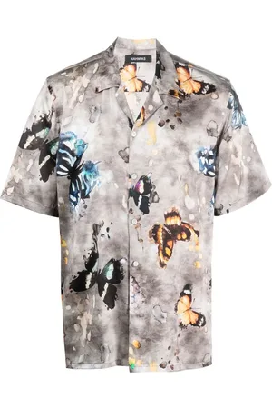 Nahmias Camisa de seda con mariposas estampadas