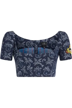 Etro Top corto motivos florales en jacquard