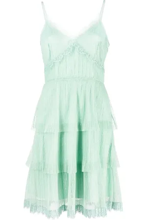 Twin-Set Vestido corto con volantes y ribete de encaje