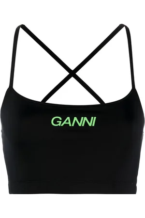Ganni Top corto con logo estampado
