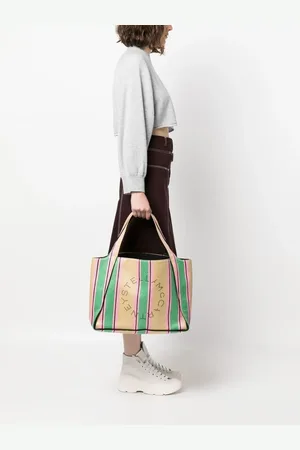 Stella McCartney Tote de rafia con motivo de rayas