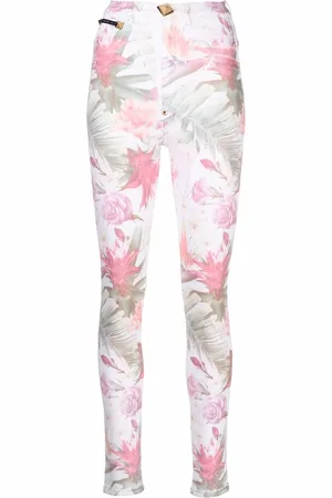 Philipp Plein Leggins de mezclilla con estampado floral
