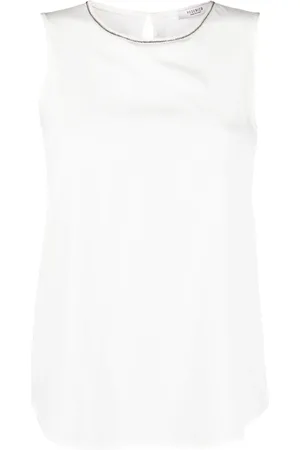PESERICO SIGN Blusa sin mangas con ribete de mostacillas