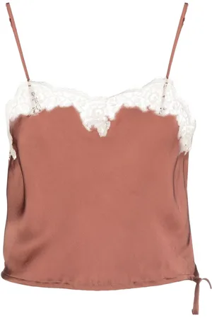 Saint Laurent Camisón Lucy con ribete de encaje