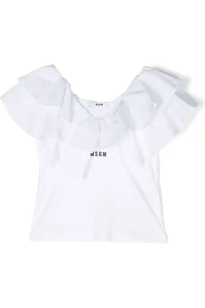 Msgm Playera con volantes en el cuello