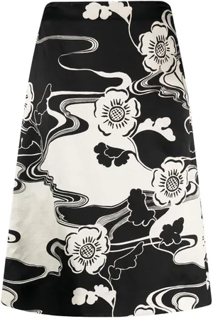 Jil Sander Falda con estampado floral y diseño de dos tonos