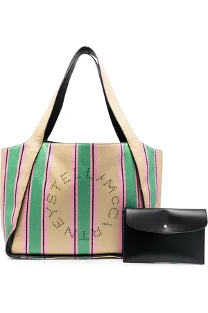 Stella McCartney Tote con motivo de rayas y logo