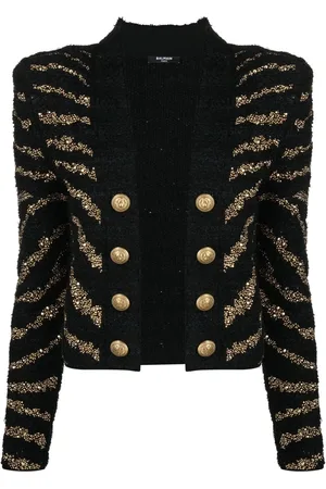 Balmain Abrigo estilo cárdigan con motivo de rayas