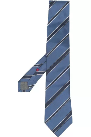 Brunello Cucinelli Hombre Corbatas - Corbata de seda con motivo de rayas diagonales