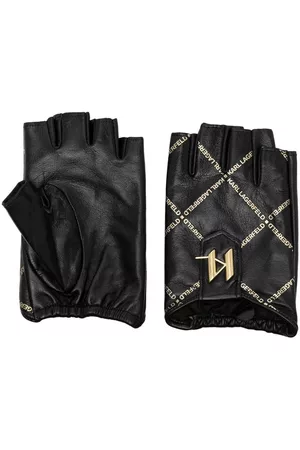 Karl Lagerfeld Mujer Guantes - Logo-print fingerless leather globes
