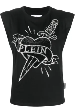 Philipp Plein Camiseta con detalles de cristal y logo