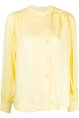 YVES SALOMON Blusa con detalle fruncido y botones descentrado