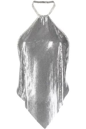 Paco rabanne Top con cuello halter y detalles de cristal