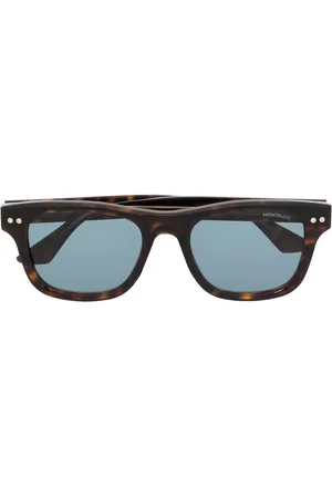 Montblanc Lentes de sol con armazón estilo carey