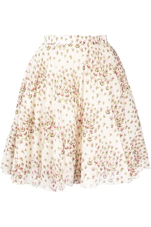 Giambattista Valli Falda acampanada con estampado floral